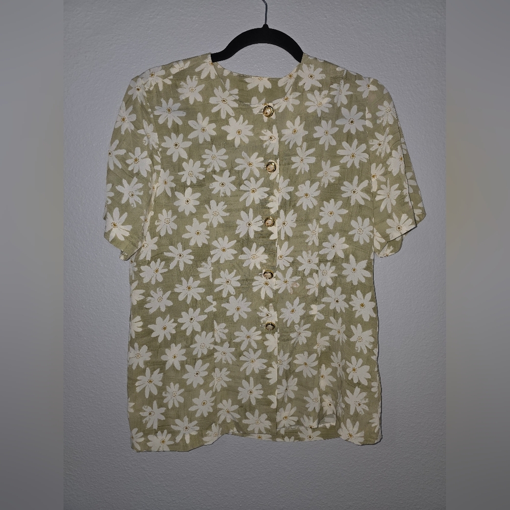 Floral Button-Up Women Top and Matching Skirt
